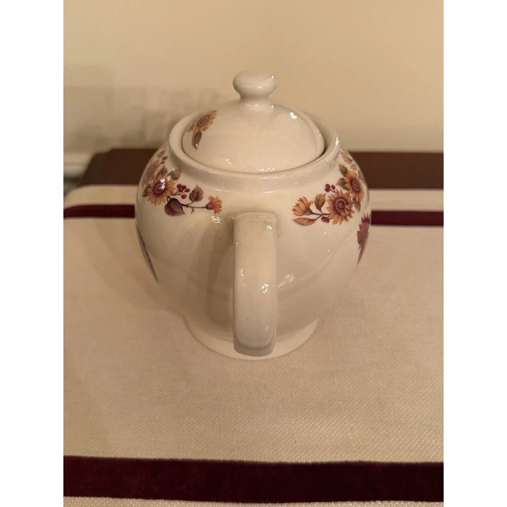 Vintage Martha Vaughn Lily Creek Teapot Hand-painted Rooster Sunflower Motif.